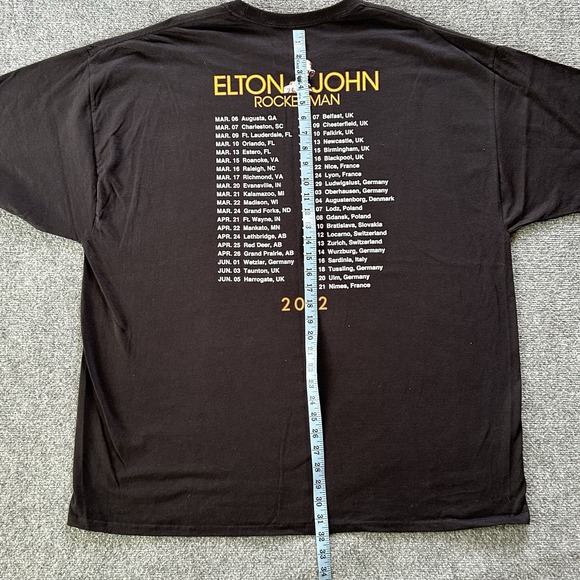 Elton John Shirt Mens XXXL Black Rocket Man 2012 Definitive Hits Concert Graphic - Picture 7 of 8